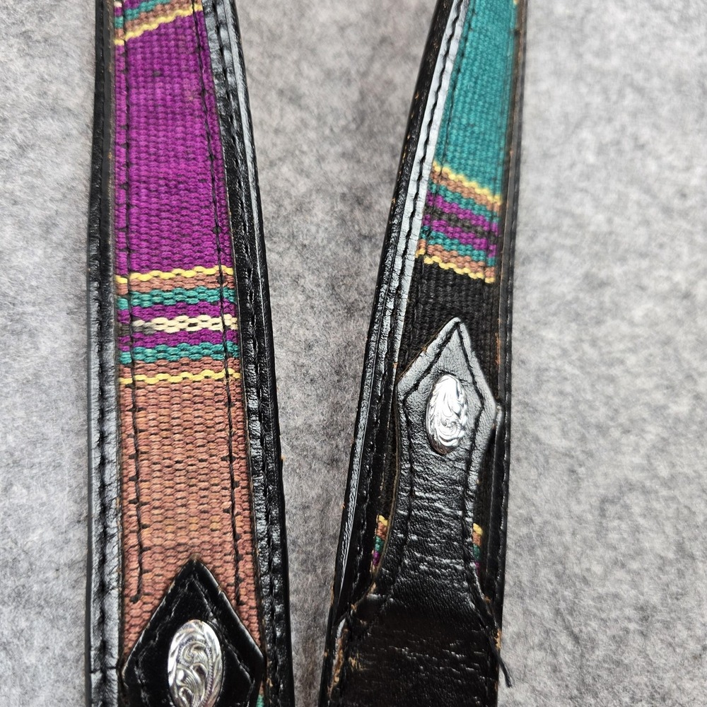 Circle Y Western Belt Mens 32 Leather Multicolor Woven Inlay Silver Accents West - Picture 13 of 15